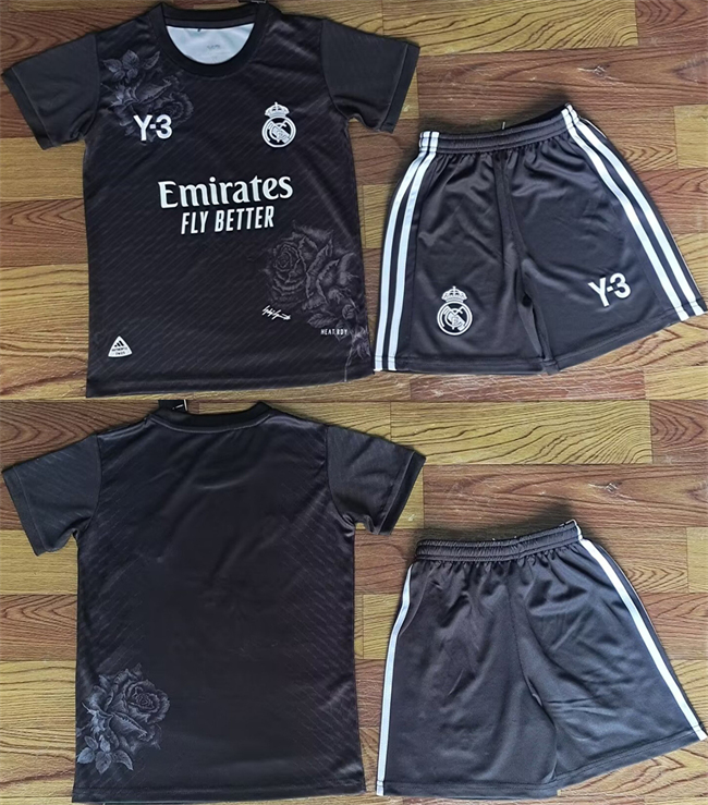 Youth Black Real Madrid Custom Soccer Jersey Suit